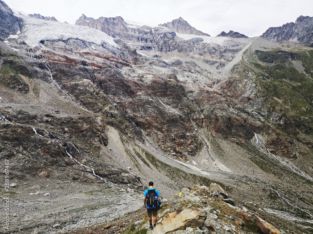 High mountains - glaciers and peaks - Grand Paradiso mountains , Valnontey, Aosta Valley, Italy