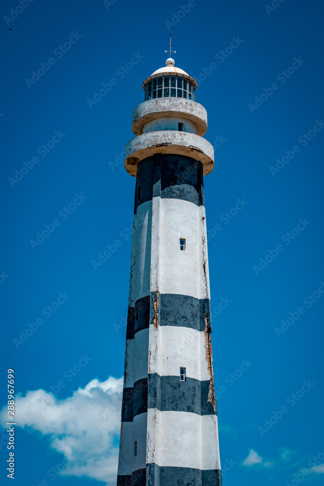 Preguiças Lighthouse (or Mandacaru Lighthouse) at Barreirinhas during trip to Lençóis Maranhenses, Brazil