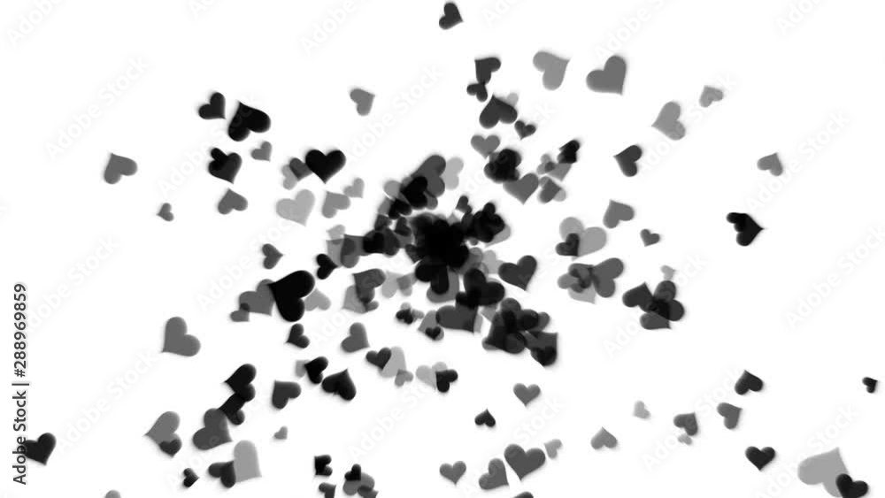 explosion of hearts on a white background, scatter in different directions explosion of hearts on a white background, scatter in different directions