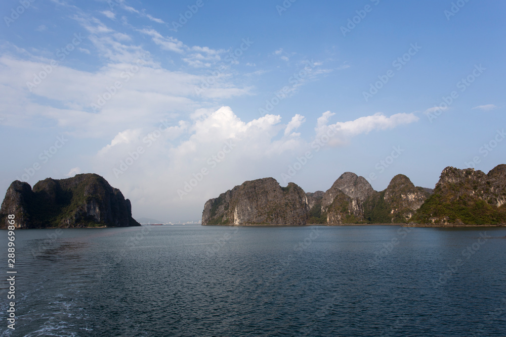 The beautiful halong bay during a winter afternoon
