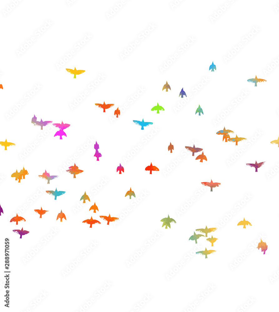 Multi-colored birds. A flock of flying rainbow birds. Vector illustration Multi-colored birds. A flock of flying rainbow birds. Vector illustration