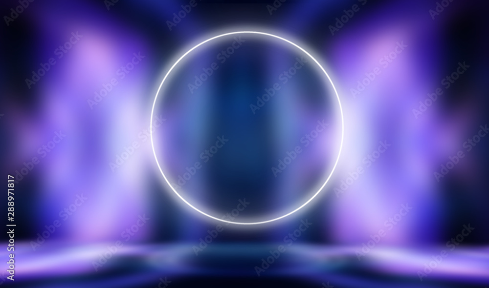 Ultraviolet background glowing circle in the center. Abstract modern neon background. Ultraviolet background glowing circle in the center. Abstract modern neon background.