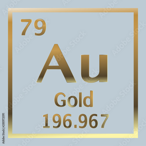 Gold element number 79 of the Periodic Table of the Elements - Chemistry Vector illustration
