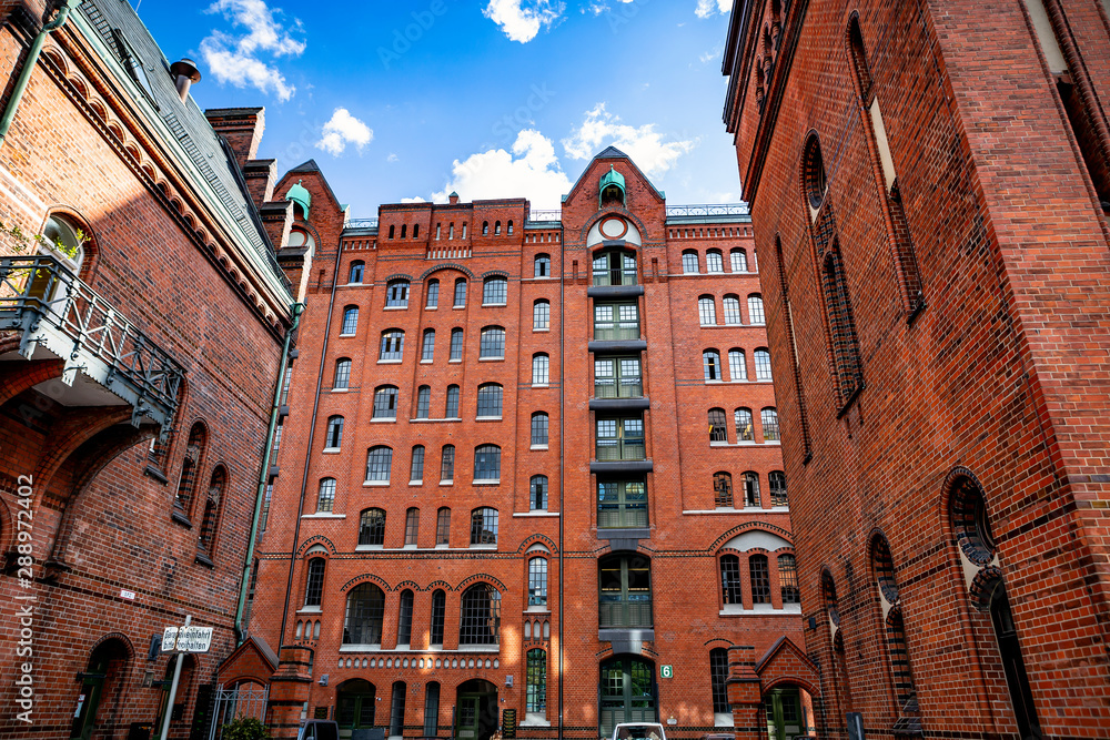 Obraz premium View of the Speicherstadt, also called as Hafen City, in Hamburg, Germany.
