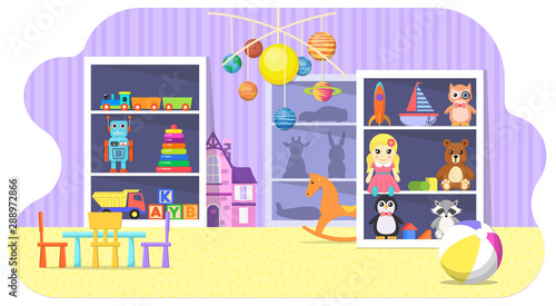 Kids Garden Room Vector Background Illustration