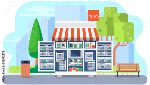 News Stand Vector Background Illustration