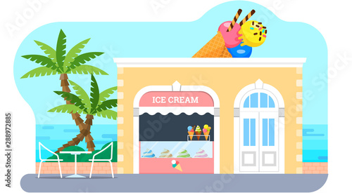 Ice Cream Shop Vector Background Illustration