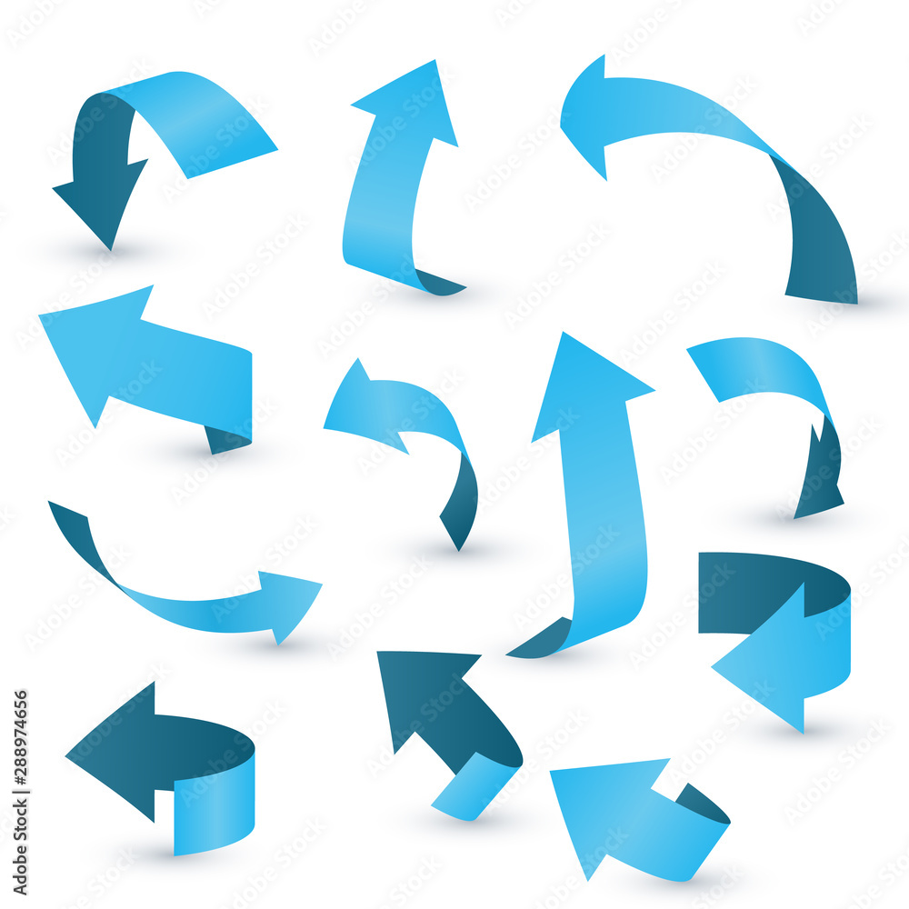 Blue ribbon arrow set. Arrow stickerst various angles and directions. Blue ribbon arrow set. Arrow stickerst various angles and directions.