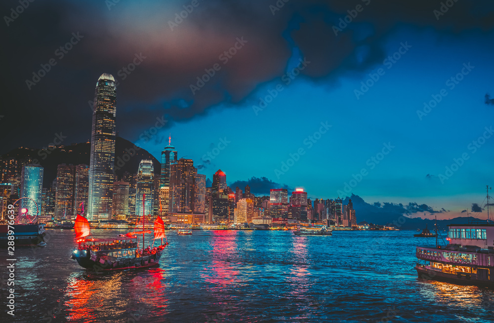 Fototapeta premium Landscape of Hong Kong Victoria Harbor