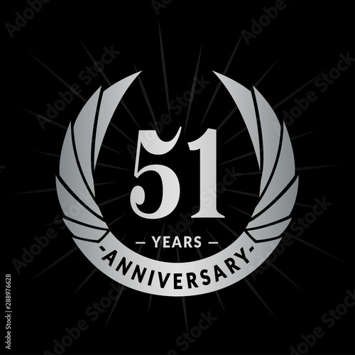 51 years anniversary celebration logotype. Elegant anniversary design. Fifty-one years logo.