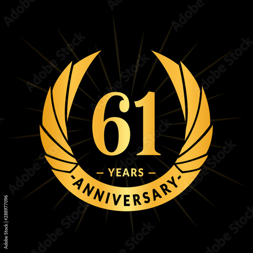 61 years anniversary celebration logotype. Elegant anniversary design. Sixty-one years logo.