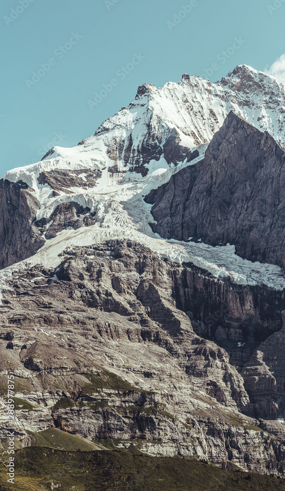Snow capped mountains in the Jungfraujoch region of Switzerland