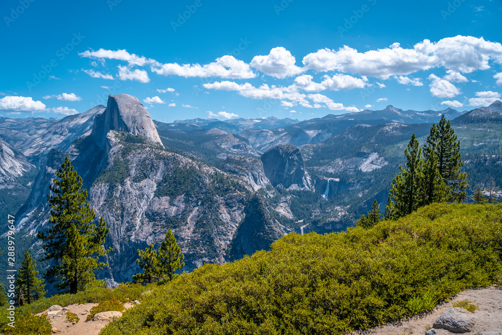 The nature of the Glacier point and in the background the Half Dome. Yosemite National Park, United States