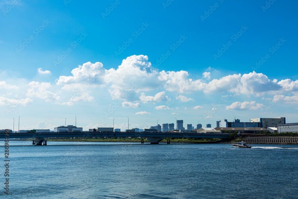 (東京都ｰ都市風景)若洲海浜公園から望む新木場側の風景１