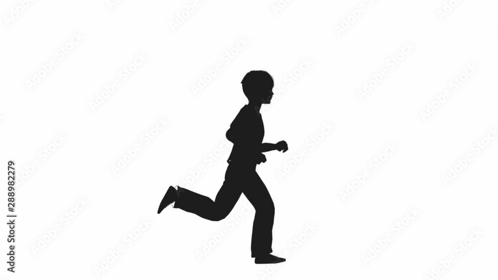 Boy running silhouette on a white background.mov Boy running silhouette on a white background.mov