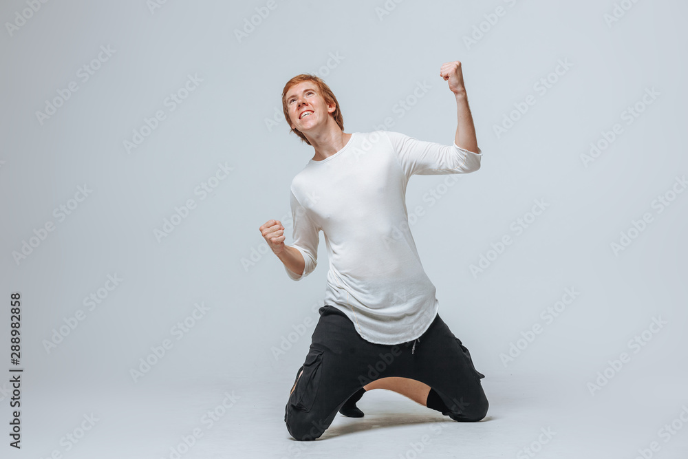 the man enjoys success raised his hands the man enjoys success raised his hands