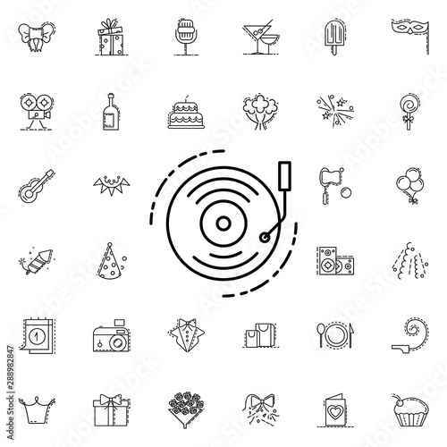 Gramophone dusk style neon icon. Elements of birthday set. Simple icon for websites, web design, mobile app, info graphics