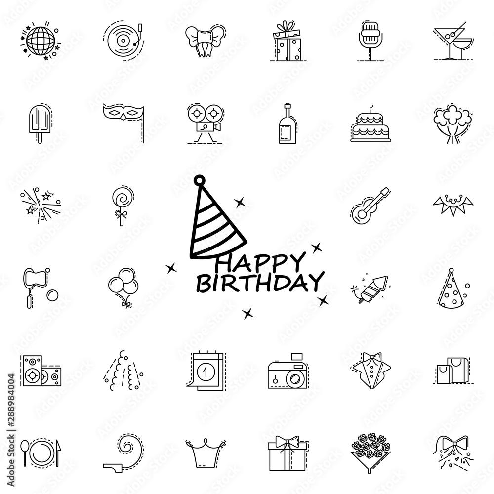 Happy birthday dusk style neon icon. Elements of birthday set. Simple icon for websites, web design, mobile app, info graphics