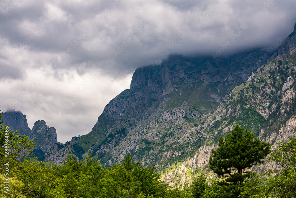 Mountains and peaks in National Park Valbona in Albania, Europe