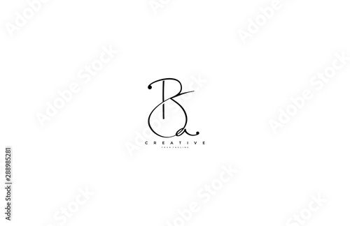 Initial Letter Ba Logo Manual Black Elegant Minimalist Signature Logo