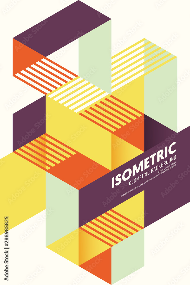 Abstract isometric geometric shape layout design template poster background
