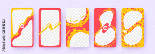 Story Border. Social Media Template, Social network background with transparent for stories. Battle vs story. Pattern red and yellow. versus frame design. Vector illustration