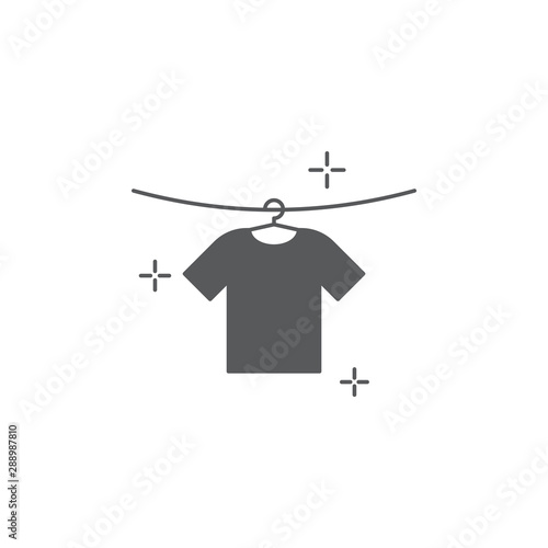 T-shirts hanging on a clothesline vector icon symbol isolated on white background