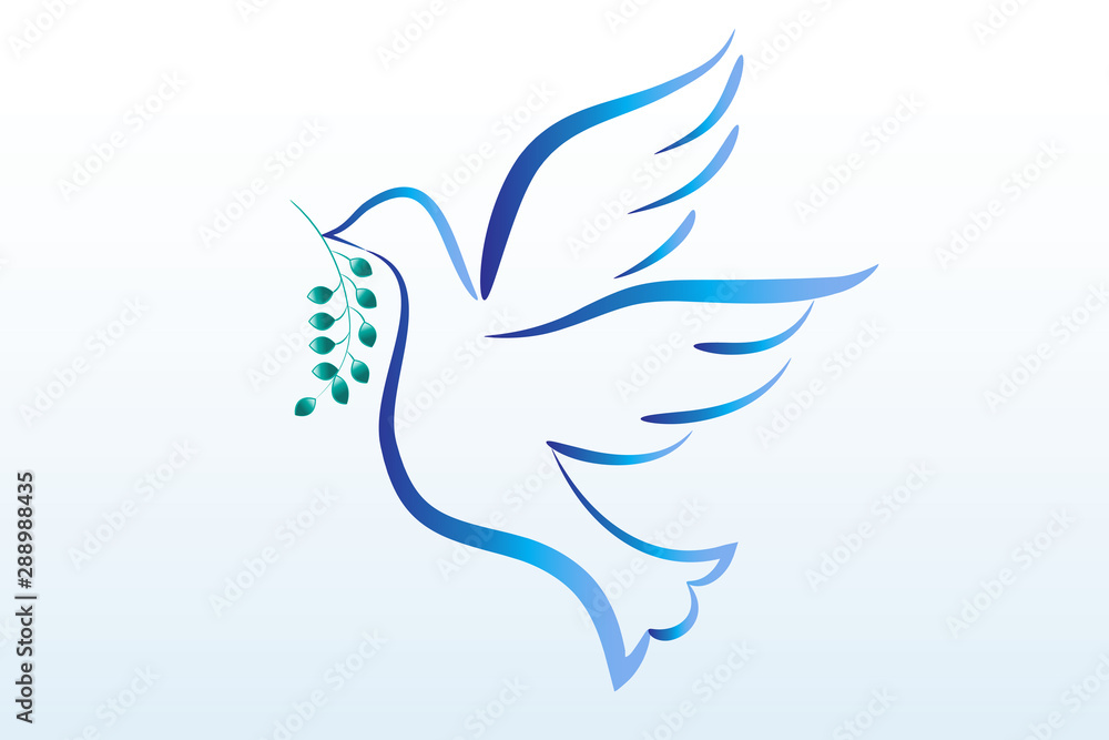 Dove of peace and olive leafs icon logo Dove of peace and olive leafs icon logo