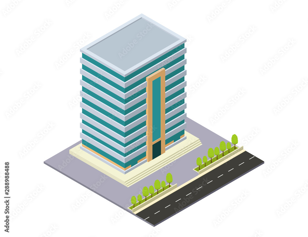 vector isometric hotel, apartment, or skyscraper building vector isometric hotel, apartment, or skyscraper building