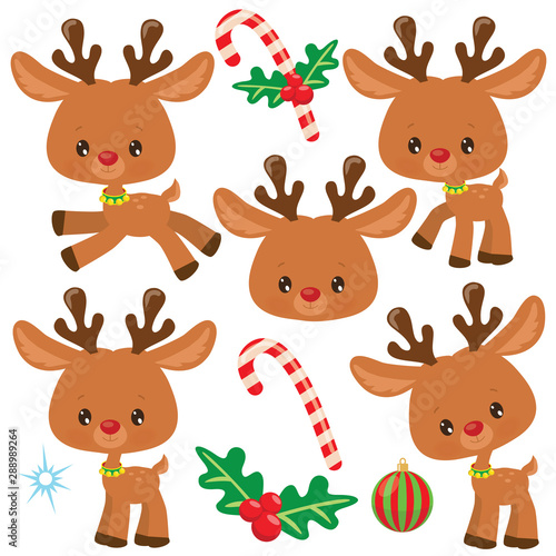 Christmas reindeer vector cartoon illustration