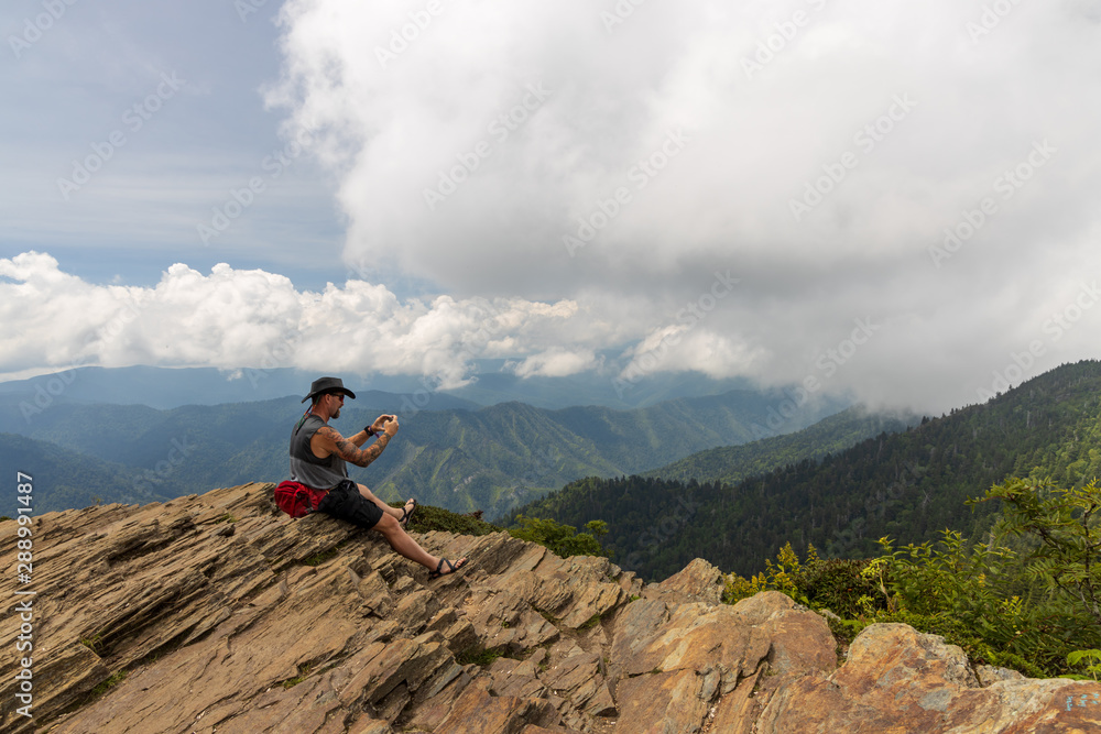Hiker taking selfie in Great Smoky Mountains National Park