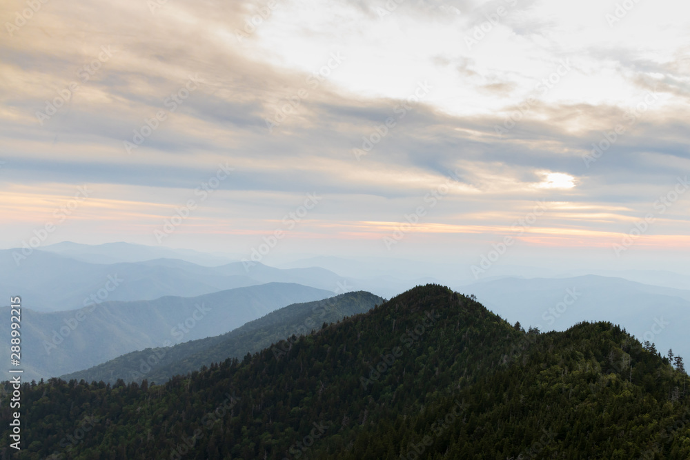 Sunset view from Clifftops overlook, Great Smoky Mountains National Park