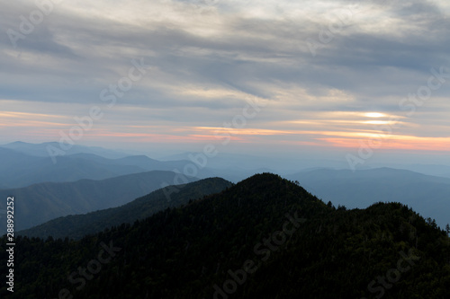 Sunset view from Clifftops overlook, Great Smoky Mountains National Park