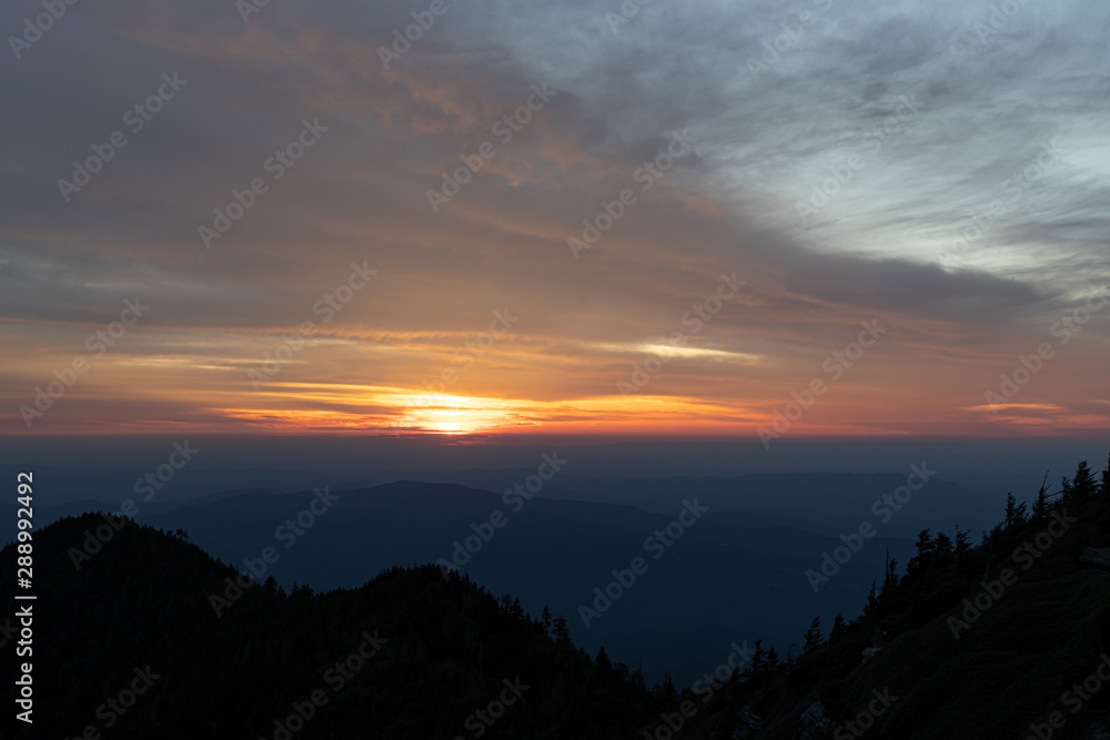 Sunset view from Clifftops overlook, Great Smoky Mountains National Park Sunset view from Clifftops overlook, Great Smoky Mountains National Park