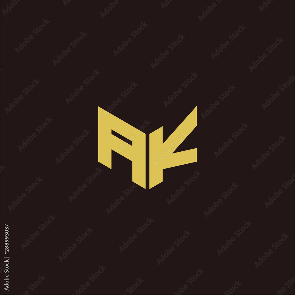 AK Logo Letter Initial Logo Designs Templete with Gold and Black Background AK Logo Letter Initial Logo Designs Templete with Gold and Black Background