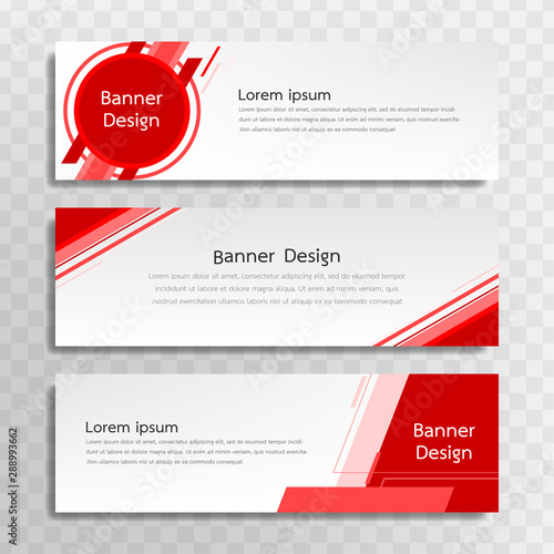 A set of red banner templates designed for the web and various headlines are available in three different designs.
