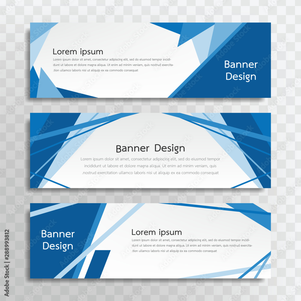 A set of blue banner templates designed for the web and various headlines are available in three different designs. - obrazy, fototapety, plakaty 