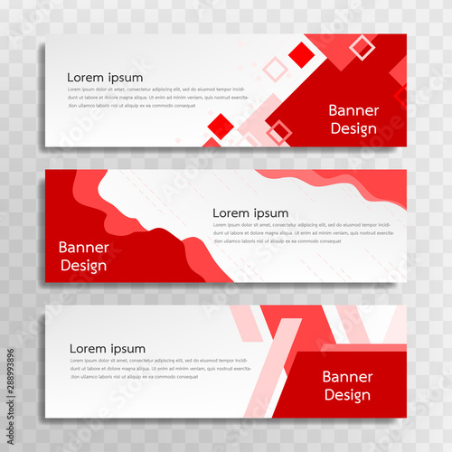A set of red banner templates designed for the web and various headlines are available in three different designs.