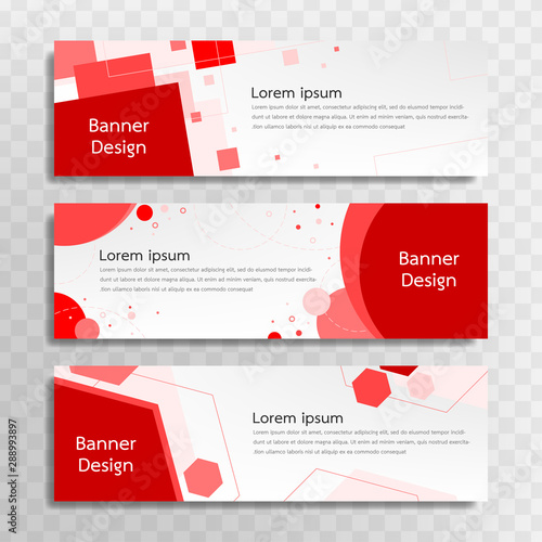 A set of red banner templates designed for the web and various headlines are available in three different designs.