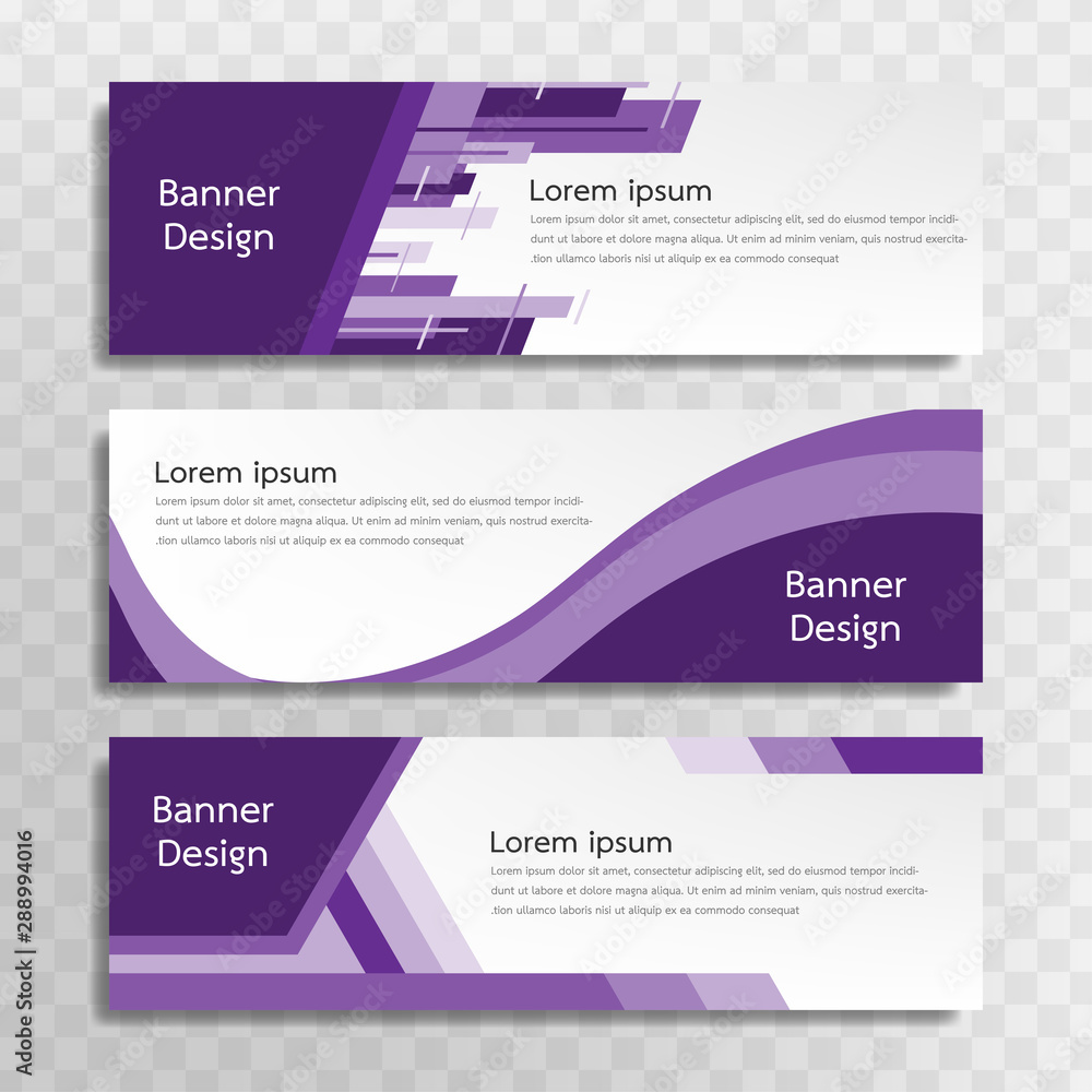 Fototapeta premium A set of purple banner templates designed for the web and various headlines are available in three different designs.