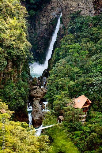 Pailon Del Diablo Waterfall In Ecuadorian Andes, Banos de Agua Santa
