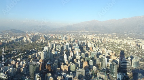 View of Santiago de Chile  Sanhattan sector  Cordillera de los Andes  300 meters high Chile