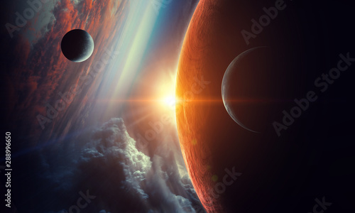 Abstract planets on space texture