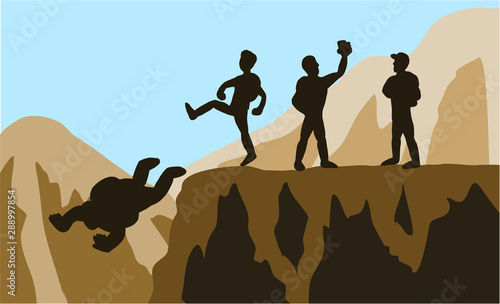 The team of climbers who kicked weak teammates fell.