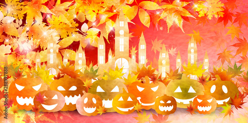 ハロウィン　秋　かぼちゃ　背景
