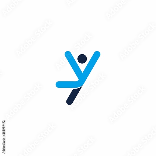 Y logo with people element logo design template
