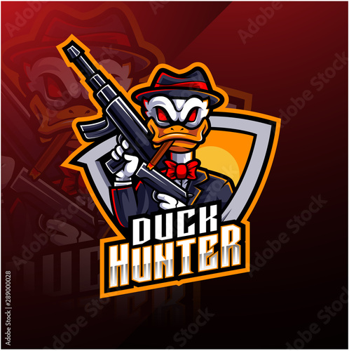 Duck hunter esport mascot logo design