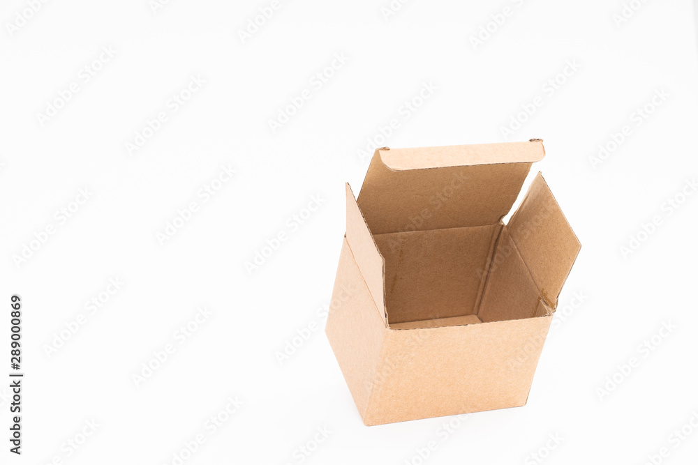 Brown paper box on white background