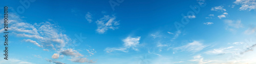 Panorama sky with cloud on a sunny day. Beautiful cirrus cloud.