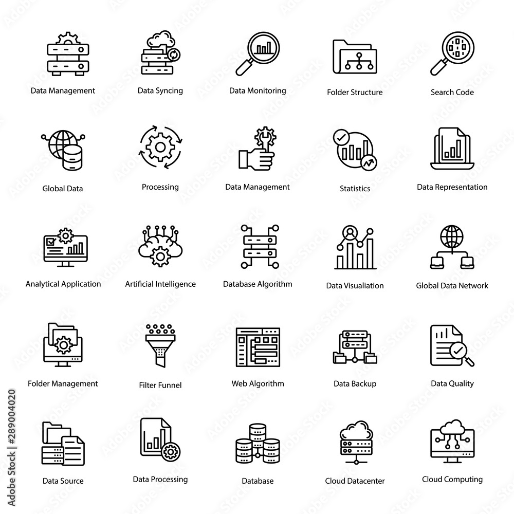 Data Management Line Icons Pack
